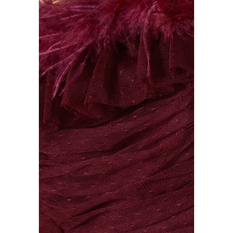 Amri - Feather Trim Dress in Tulle Purple