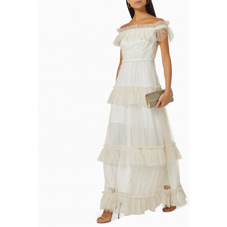 Amri - Off-shoulder Tiered Dress White