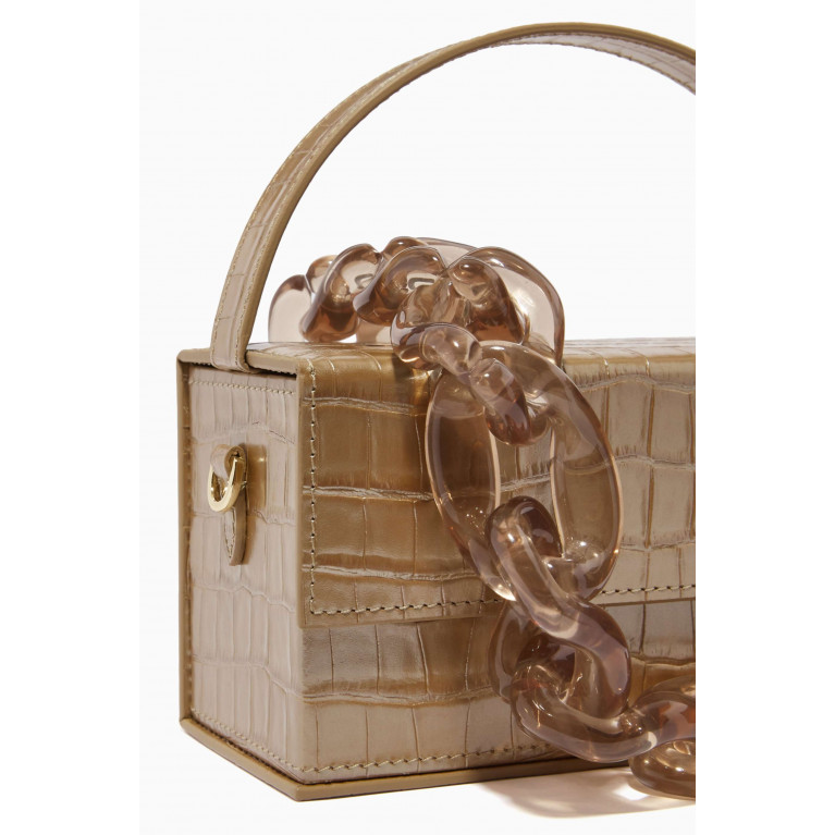 L'AFSHAR - Small Ida Top-handle Bag in Croc-embossed Leather
