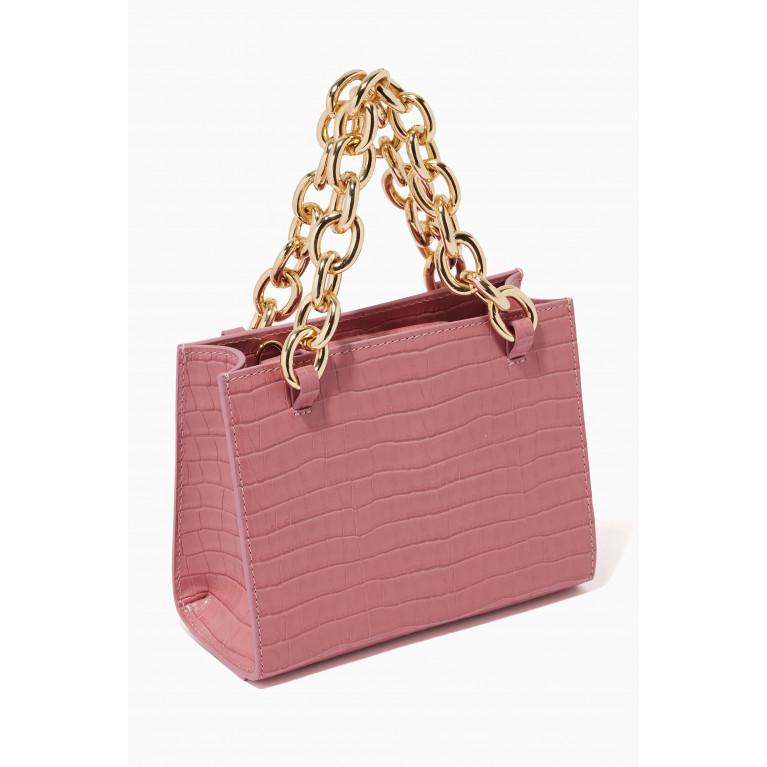L'AFSHAR - Gaia Top-handle Bag in Croc-embossed Leather