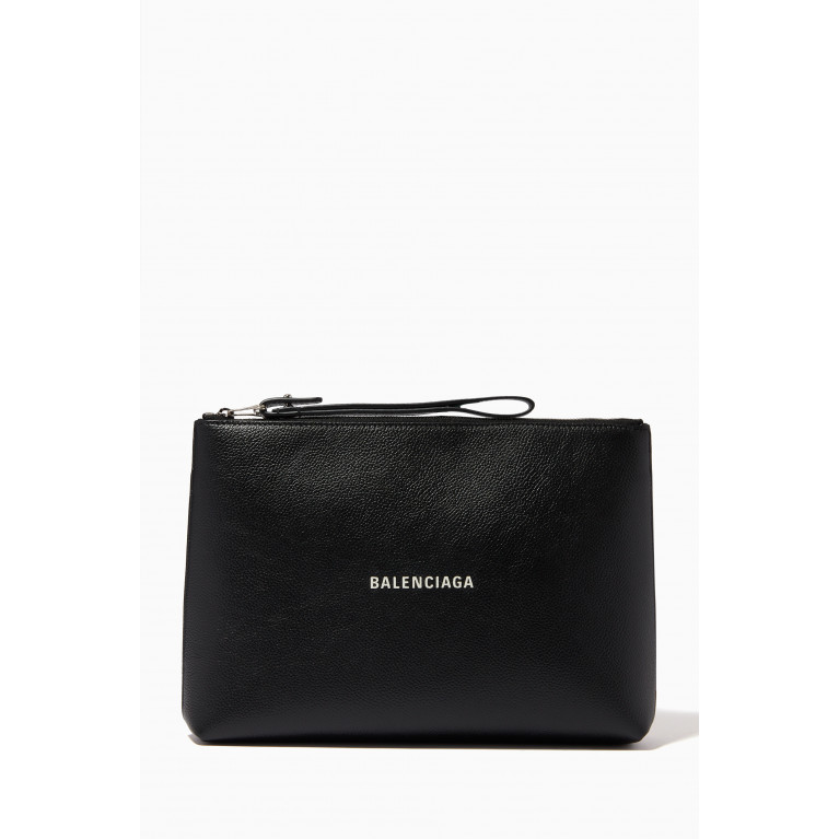Balenciaga - Cash Gusset Pouch with Handle in Grained Calfskin