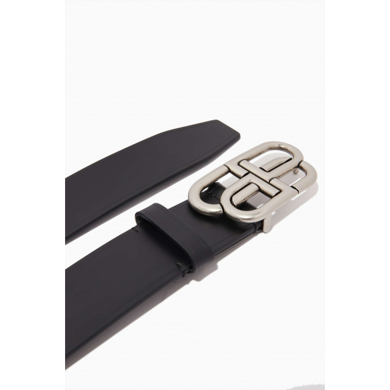 Balenciaga - BB Reversible Belt in Shiny Box Calfskin