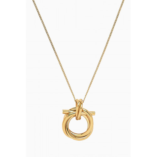 Ferragamo - Gancini Pendant Necklace in Brass Gold