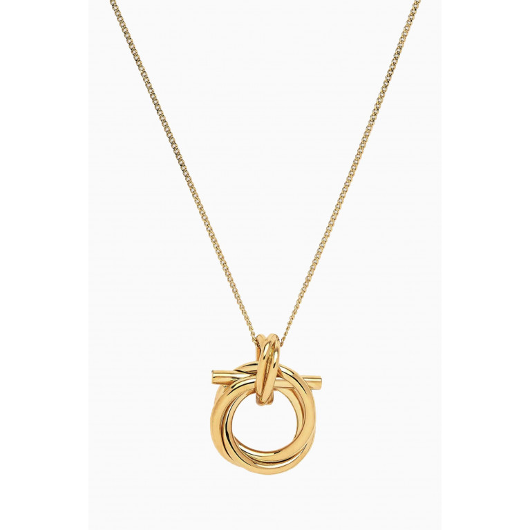 Ferragamo - Gancini Pendant Necklace in Brass Gold