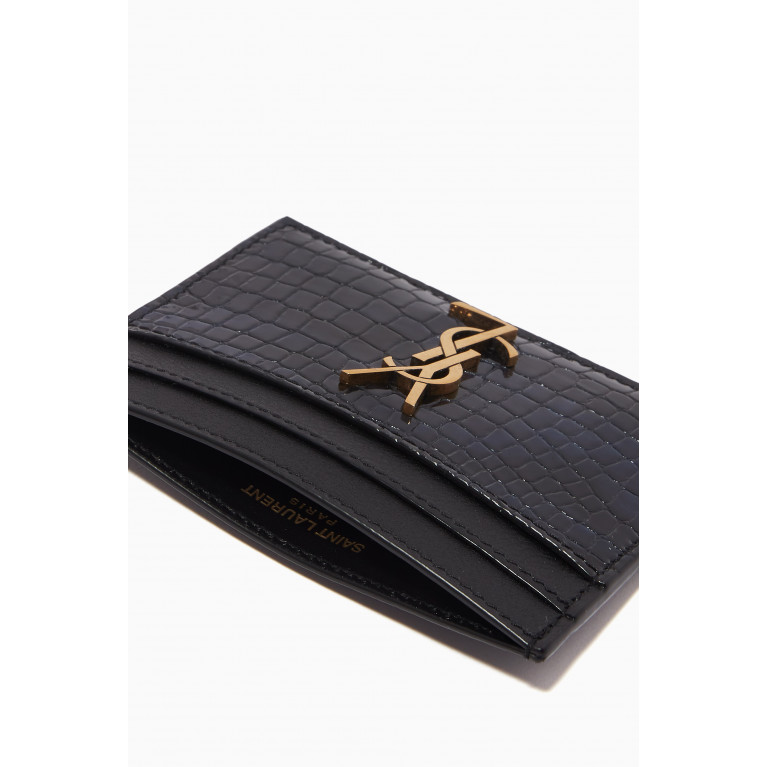 Saint Laurent - Cassandre Card Case in Croc-embossed Leather