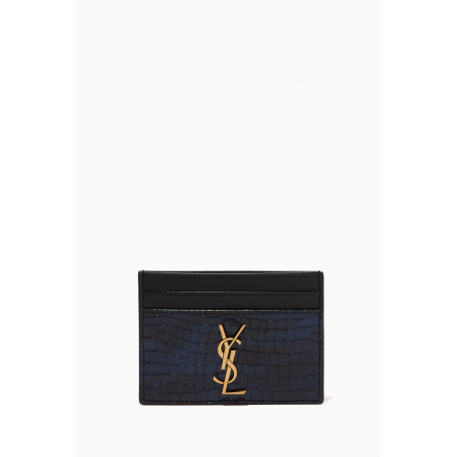 Saint Laurent - Cassandre Card Case in Croc-embossed Leather