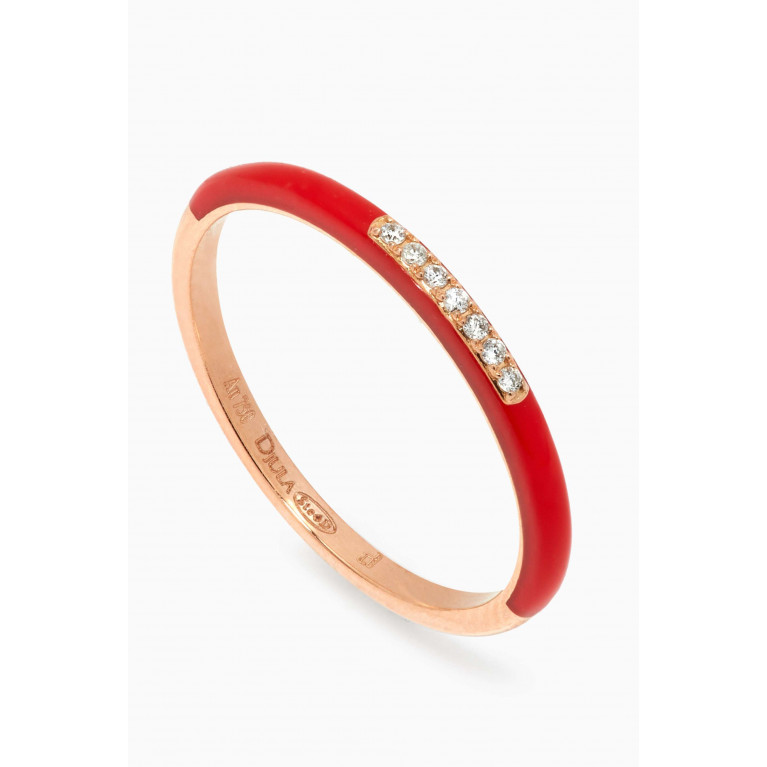 Djula - Marbella Diamond & Enamel Ring in 18kt Rose Gold