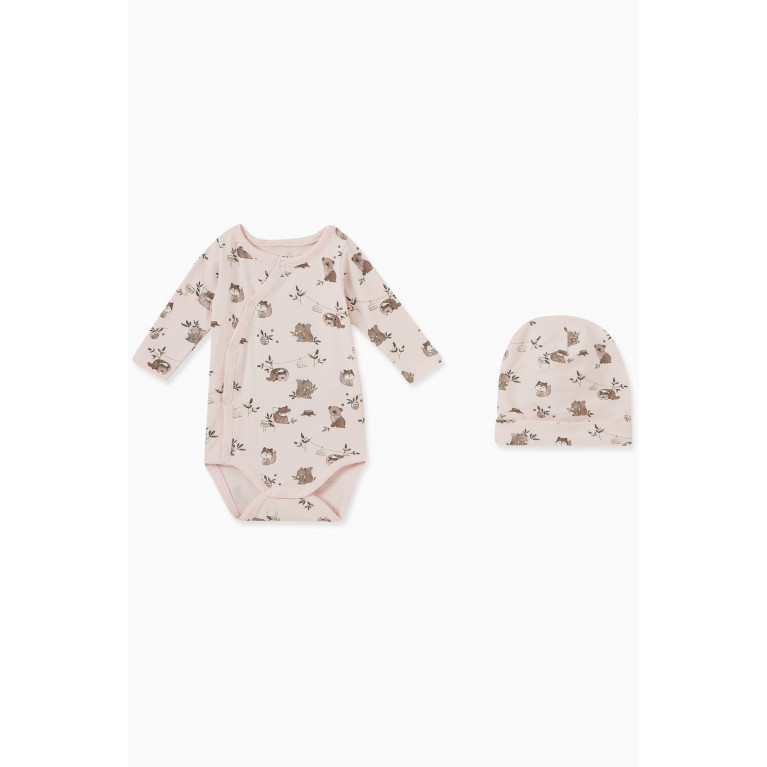 Name It - Wraparound Bodysuit and Hat, Set of Two Pink