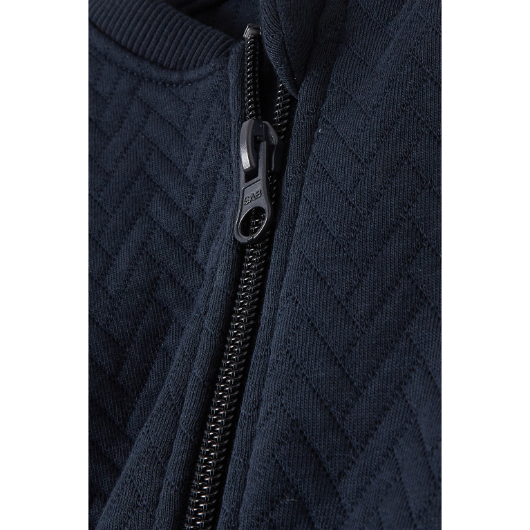 Name It - Quilted Zipped Cardigan in Organic Cotton Blue