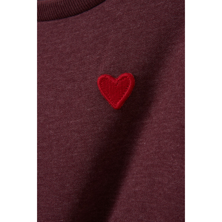 Name It - Heart Embroidered Sweatshirt in Cotton Blend Purple