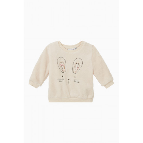 Name It - Bunny Teddy Sweatshirt in Fleece Neutral