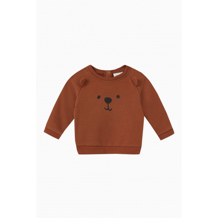 Name It - Teddy Bear Sweatshirt in Organic Cotton Brown
