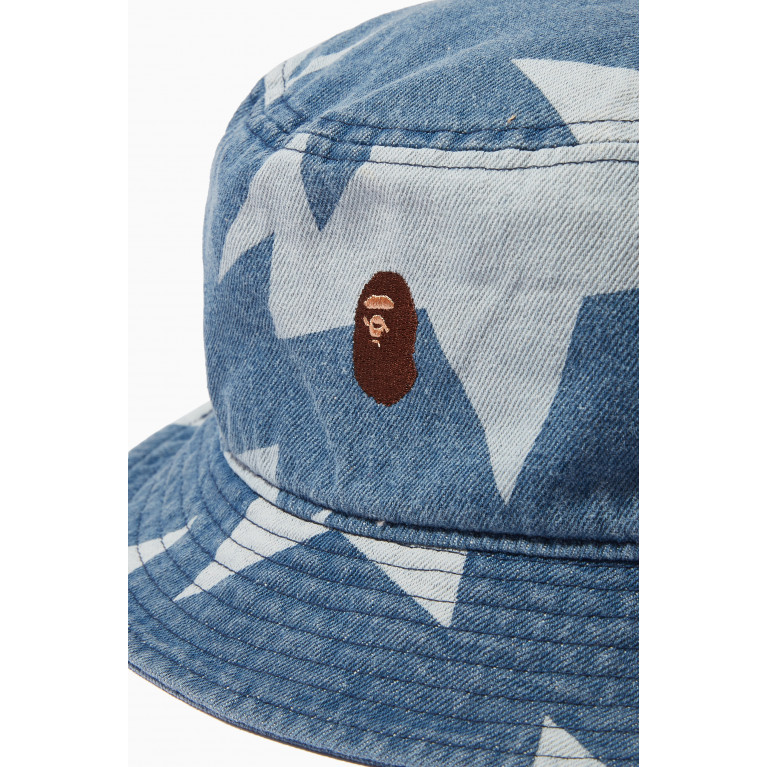 A Bathing Ape - Star Pattern Bucket Hat in Denim