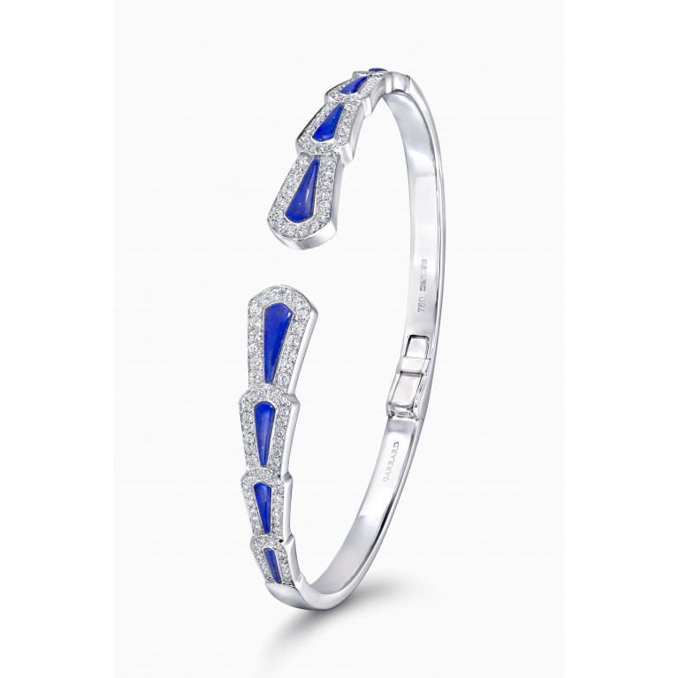 Garrard - Fanfare Symphony Diamond & Lapis Lazuli Bangle in 18kt White Gold Blue