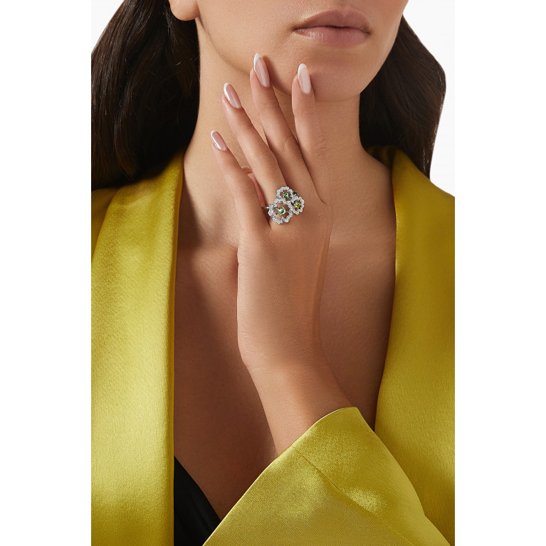 Garrard - Tudor Rose Petal Diamond & Multi-stone Ring in 18kt White Gold