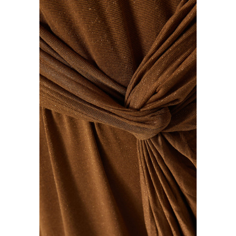 Marella - Altea Twisted-front Maxi Dress in Lurex-jersey Brown