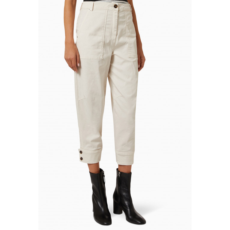 Marella - Valle Cropped Utility Pants in Stretch-cotton Neutral