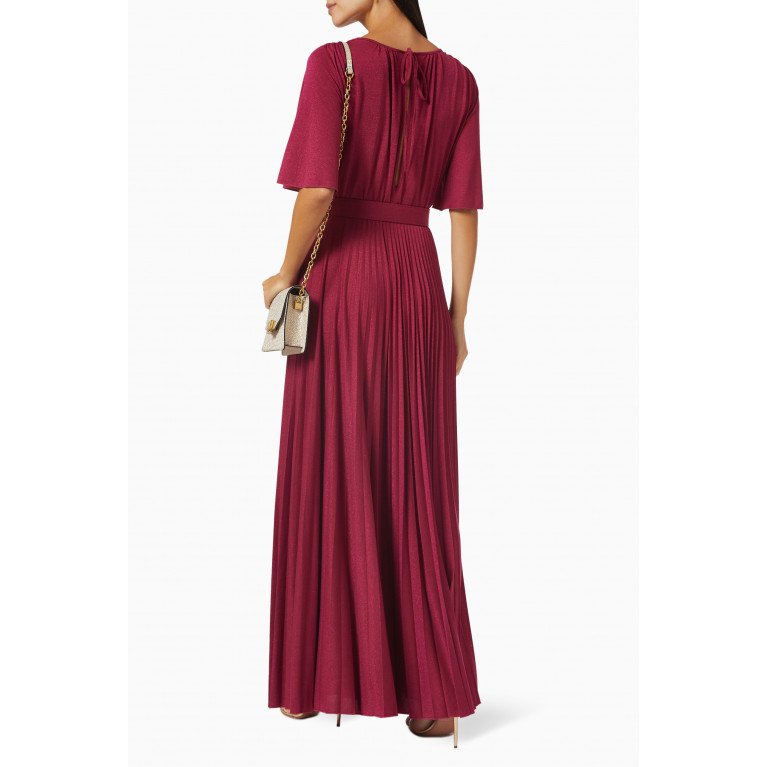 Marella - Dire Pleated Maxi Dress in Lurex-jersey Burgundy