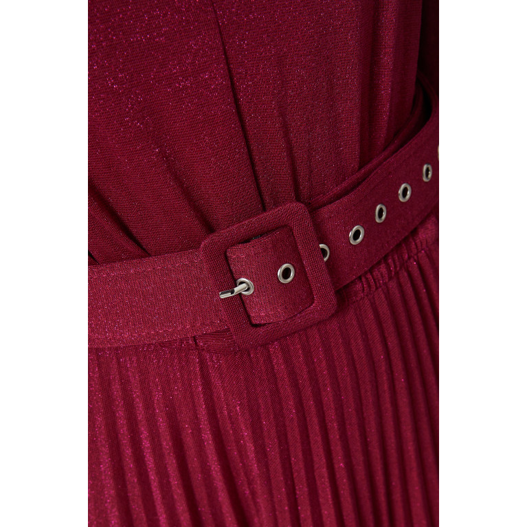 Marella - Dire Pleated Maxi Dress in Lurex-jersey Red