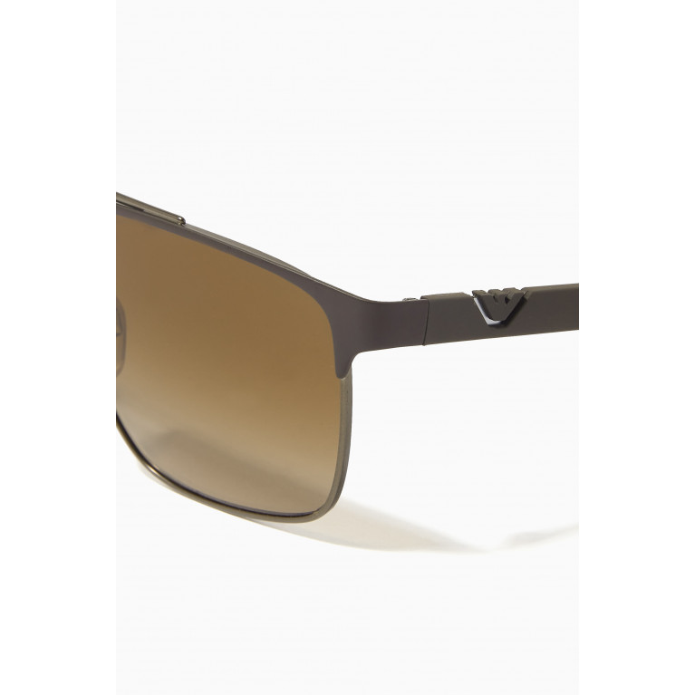Emporio Armani - D-frame Sunglasses in Metal Brown