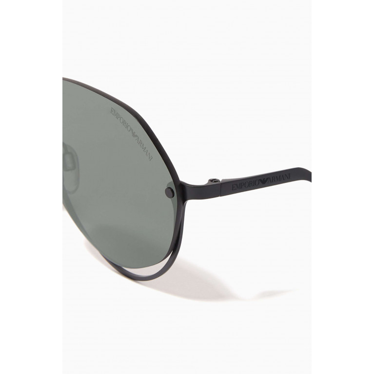 Emporio Armani - Aviator Sunglasses in Metal Black