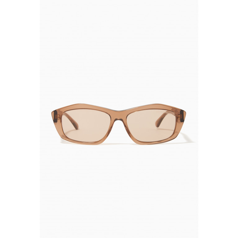 Emporio Armani - Rectangular Frame Sunglasses in Acetate Brown