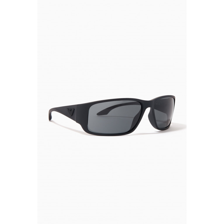 Emporio Armani - Rectangular Frame Sunglasses in Acetate Grey