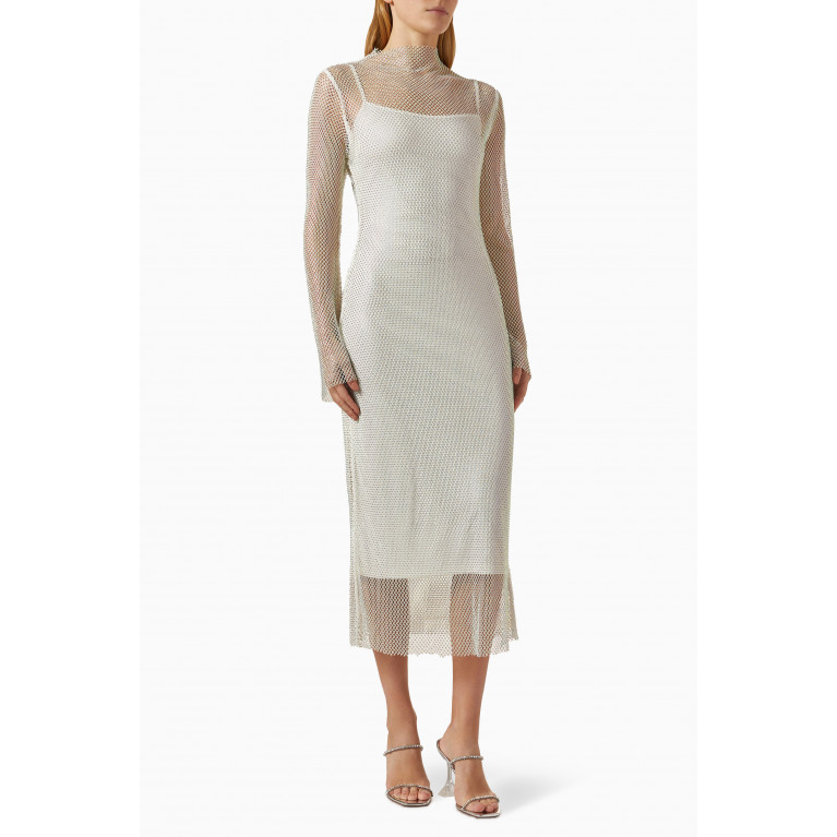 C/MEO - Love Language Midi Dress in Mesh White