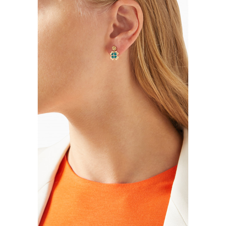 Damas - Farfasha Giardino Drop Stud Earrings in 18kt Yellow Gold