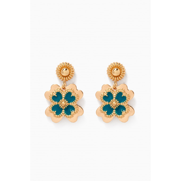 Damas - Farfasha Giardino Drop Stud Earrings in 18kt Yellow Gold