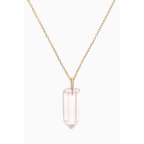 The Alkemistry - Iqra Diamond & Rose Quartz Necklace in 18kt Yellow Gold