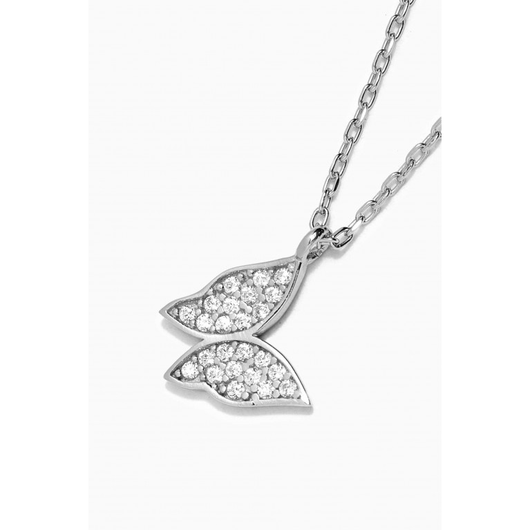 KHAILO SILVER - Butterfly Pendant Crystal Necklace in Sterling Silver