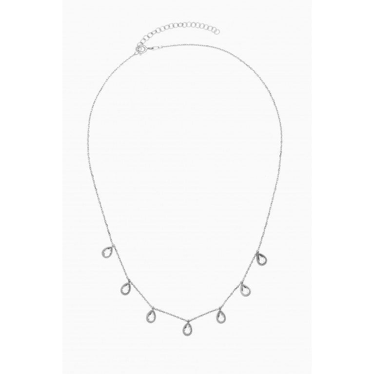 KHAILO SILVER - Crystal Stone Drops Necklace in Sterling Silver