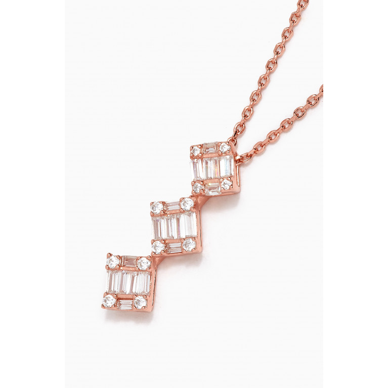 KHAILO SILVER - Triple Row Baguette Crystal Necklace in Sterling Silver