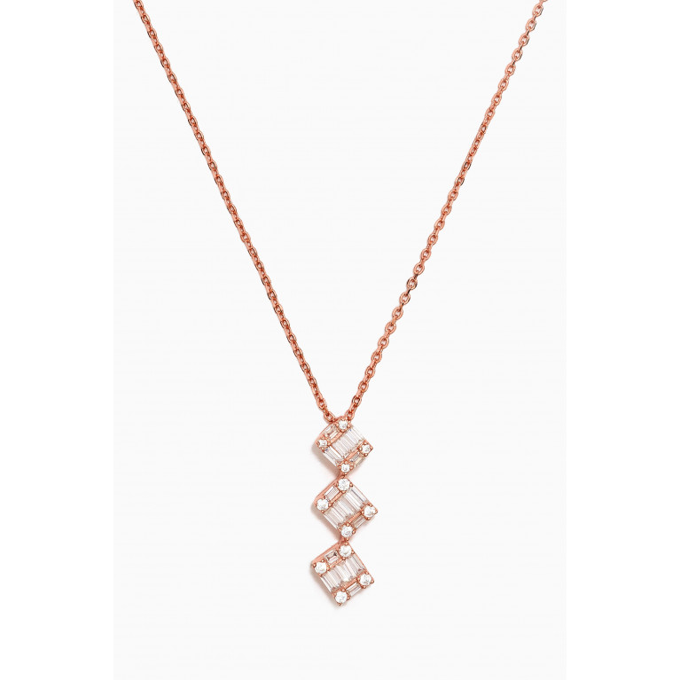 KHAILO SILVER - Triple Row Baguette Crystal Necklace in Sterling Silver