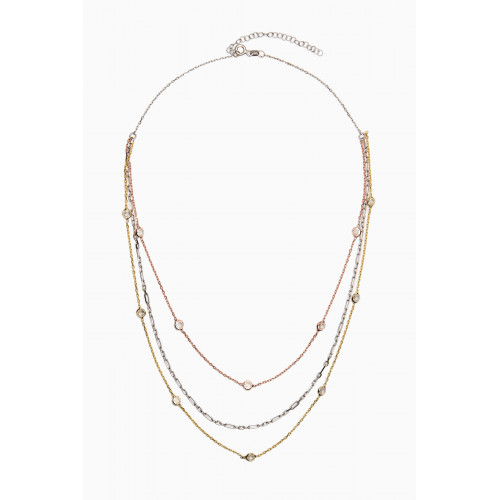 KHAILO SILVER - Triple-layered Crystal Necklace in Sterling Silver