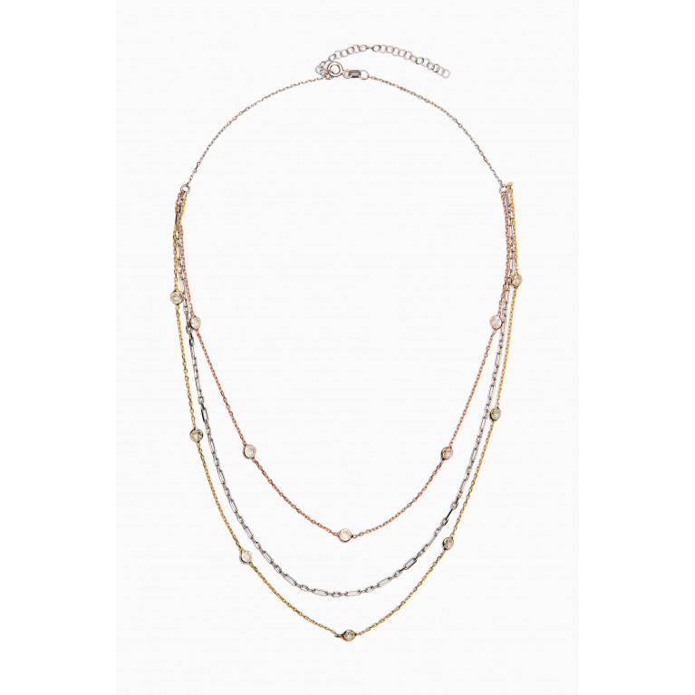 KHAILO SILVER - Triple-layered Crystal Necklace in Sterling Silver