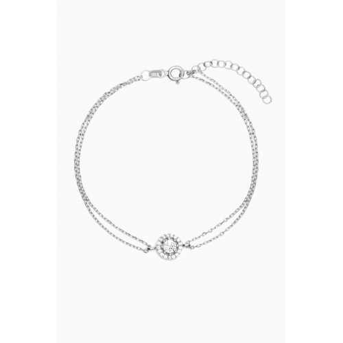 KHAILO SILVER - Elegant Crystal Double-chain Bracelet in Sterling Silver