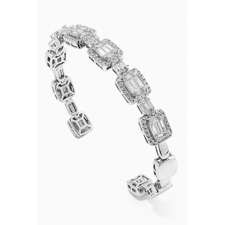 KHAILO SILVER - Baguette-cut Crystal Cuff Bracelet in Sterling Silver