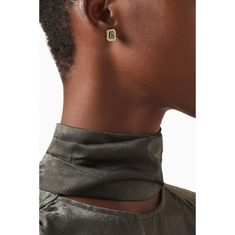 KHAILO SILVER - Baguette-cut Crystal Earrings in Sterling Silver