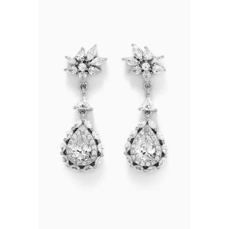 KHAILO SILVER - Crystal Pendant Drop Earrings in Sterling Silver