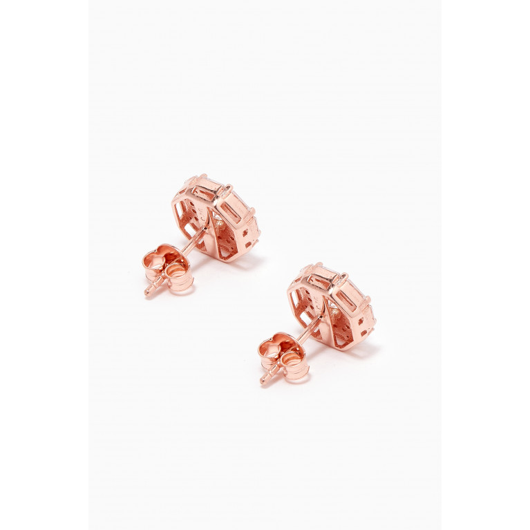KHAILO SILVER - Baguette-cut Crystal Stud Earrings in Sterling Silver