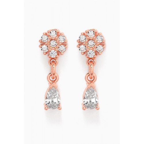 KHAILO SILVER - Flower Crystal Drop Earrings in Sterling Silver