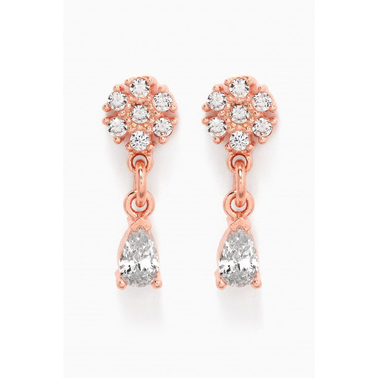 KHAILO SILVER - Flower Crystal Drop Earrings in Sterling Silver