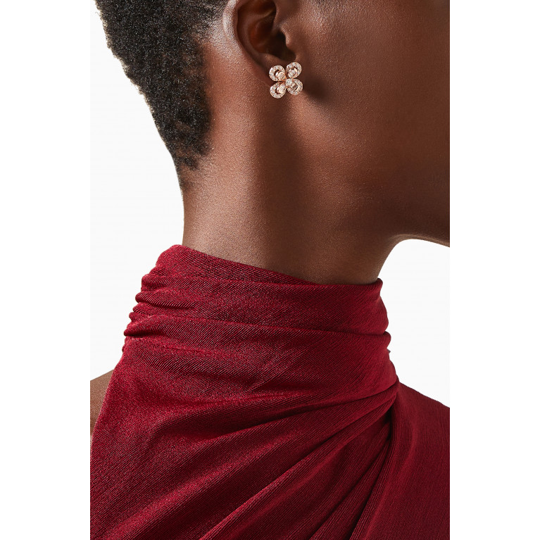 KHAILO SILVER - Four-leaf Crystal Stud Earrings in Sterling Silver