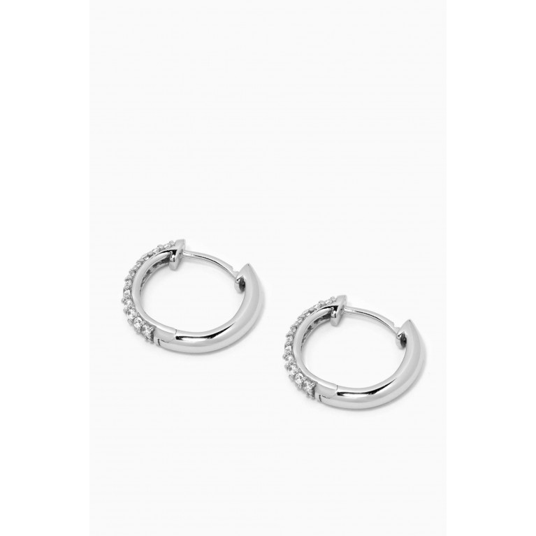 KHAILO SILVER - Small Crystal Pavé Hoop Earrings in Sterling Silver