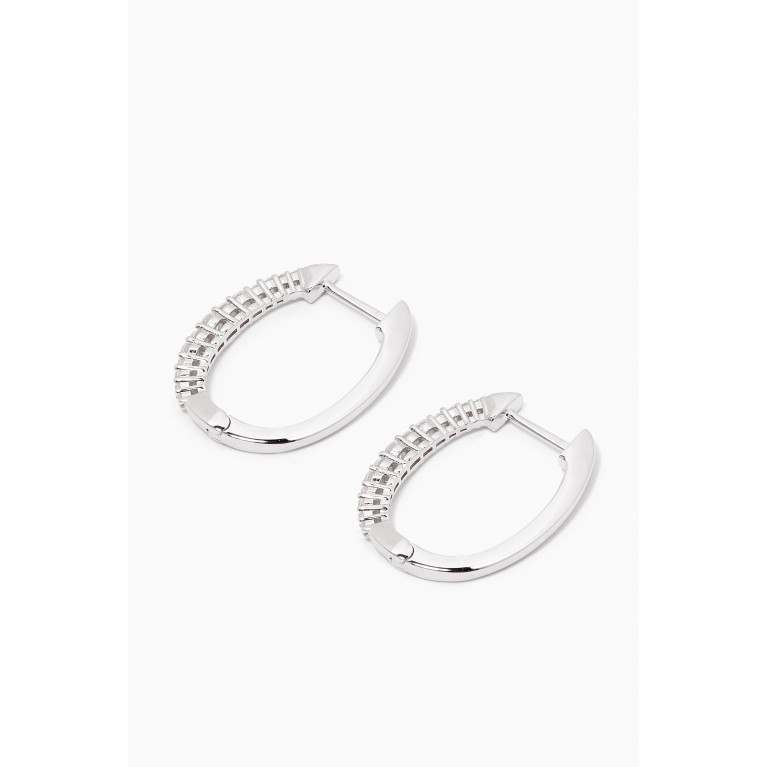 KHAILO SILVER - Slim Crystal Hoop Earrings in Sterling Silver