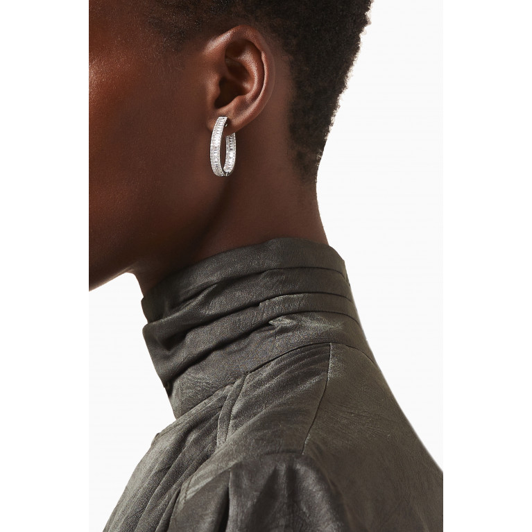 KHAILO SILVER - Baguette-cut Hoop Earrings in Sterling Silver