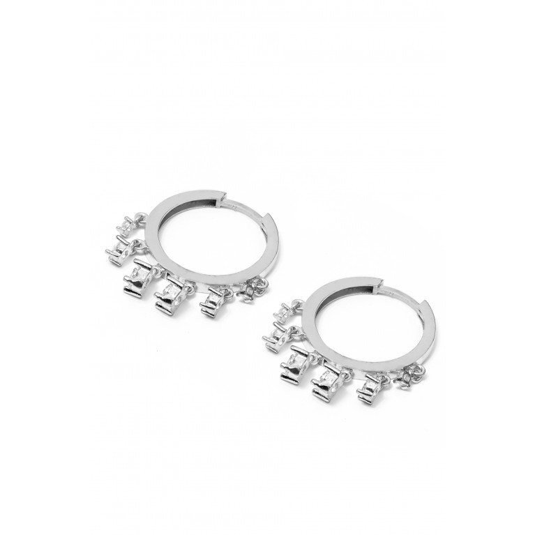 KHAILO SILVER - Crystal Dangle Hoop Earrings in Sterling Silver