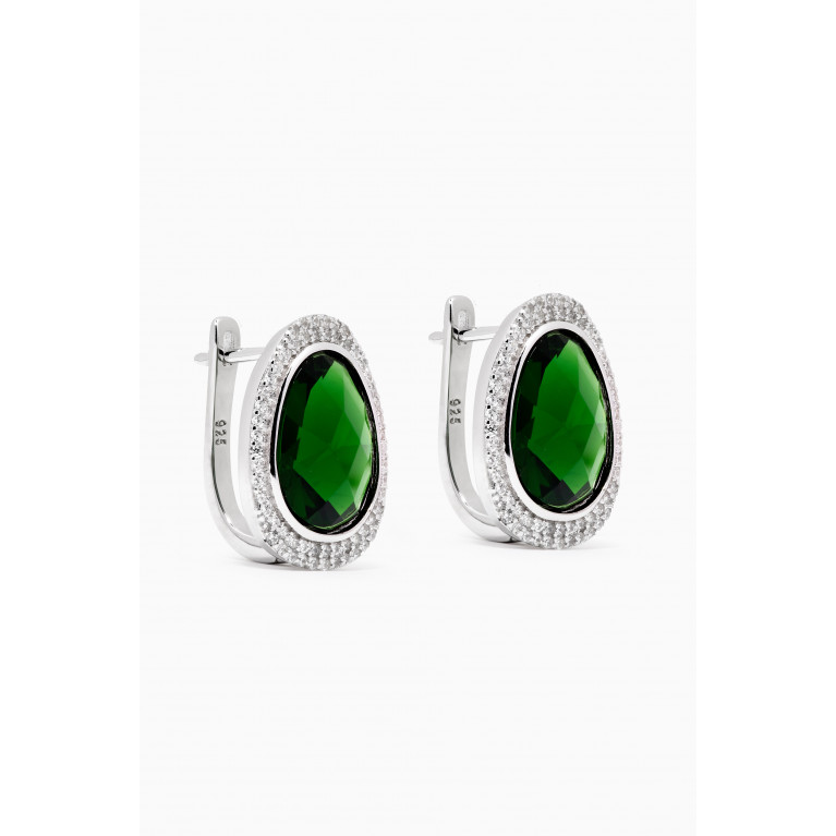 KHAILO SILVER - Stone Crystal Clip Earrings in Sterling Silver
